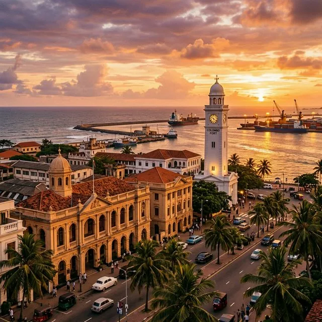 Colombo skyline at sunset